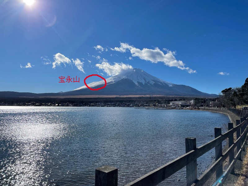 山中湖から見た富士山と宝永山